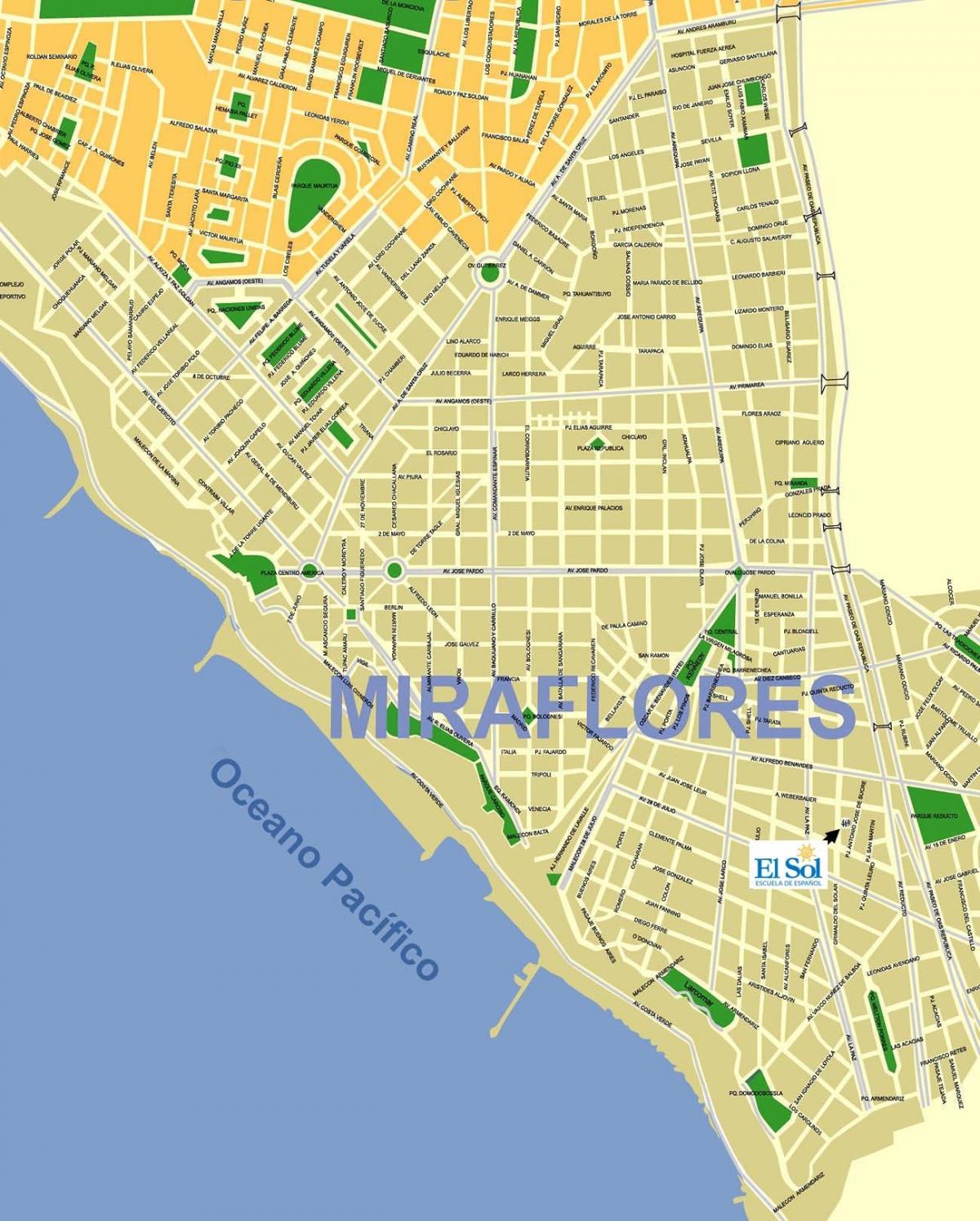 peta dari miraflores, Lima, peru